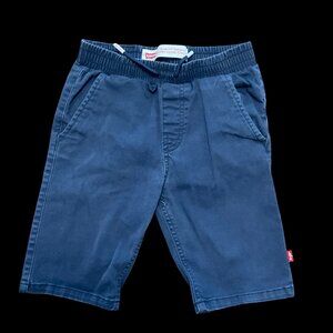 Navy Blue Elastic Waist Shorts